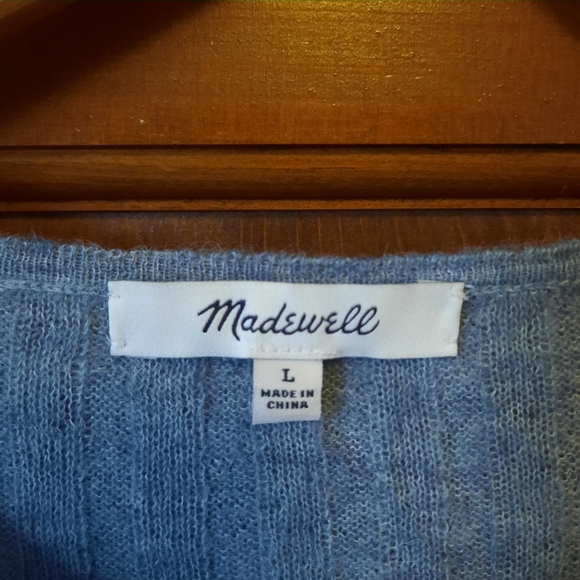 Madewell Alpaca-Blend Crewneck Sweater Light Blue Ribbed Knit NO042 Size Large - Picture 7 of 10
